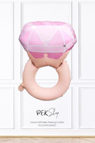 Retro Pembe Tek Taş Yüzük Folyo Balon Bekarlığa Veda Bride Parti Balonu