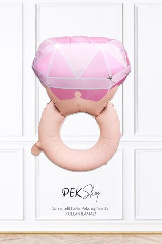 Retro Pembe Tek Taş Yüzük Folyo Balon Bekarlığa Veda Bride Parti Balonu