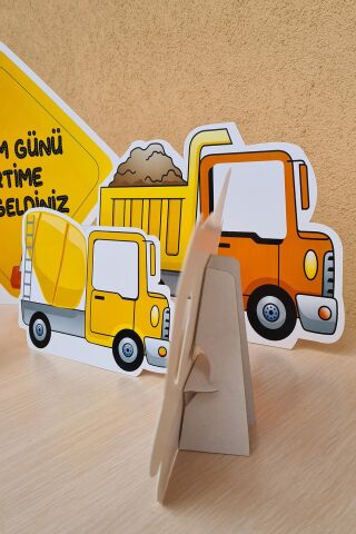 İnşaat Konsept Doğum Günü Ayaklı Pano Seti Doğum Günü Masa Üstü Panolar