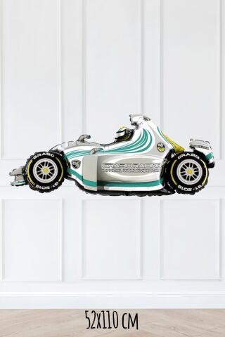 Gümüş Formula Arabası Folyo Balon Formula Yarış Arası Balon 110cm