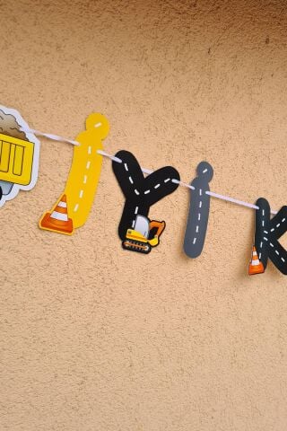 İnşaat Temalı Doğum Günü Parti Seti Balon Zinciri Bannerlı Doğum Günü Süsleme Seti