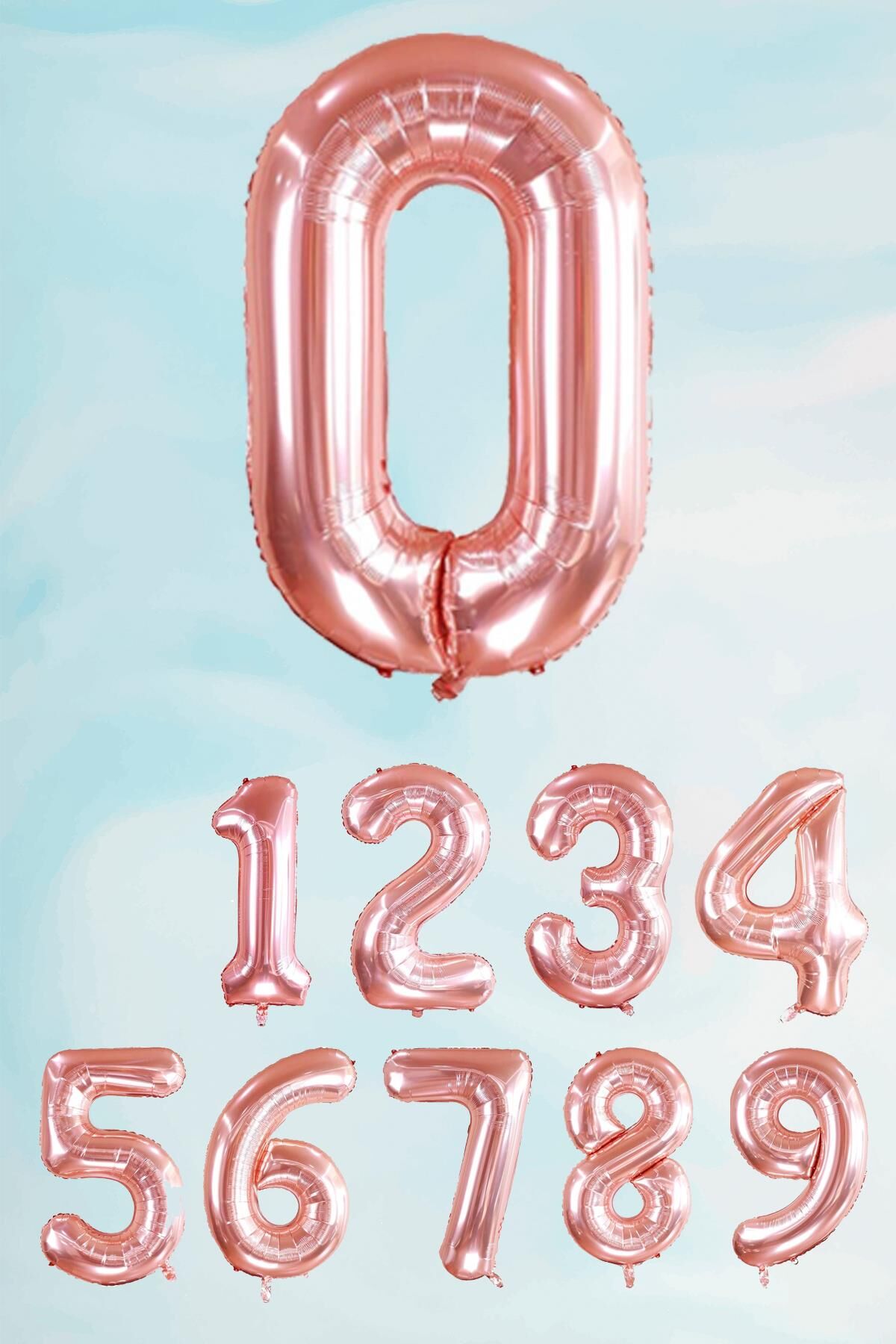 Rose Gold Rakam Folyo Balon Büyük Boy Rose Gold Sayı Balonlar 100cm 40inç 0