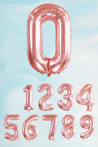 Rose Gold Rakam Folyo Balon Büyük Boy Rose Gold Sayı Balonlar 100cm 40inç 0