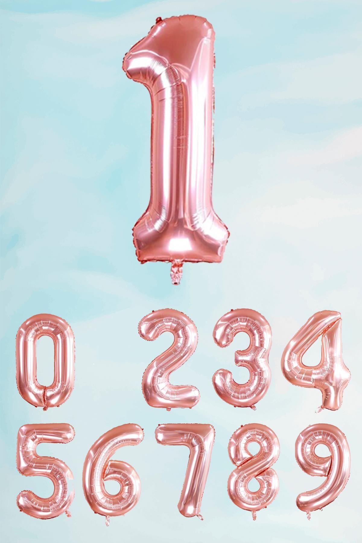 Rose Gold Rakam Folyo Balon Büyük Boy Rose Gold Sayı Balonlar 100cm 40inç 1