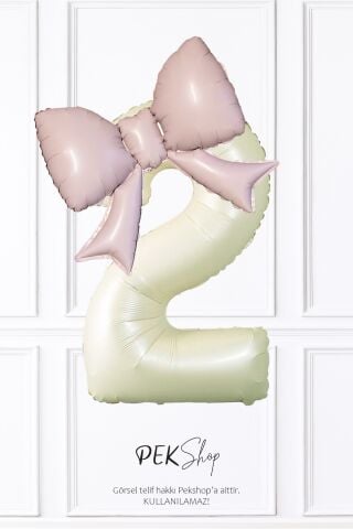 Pembe Fiyonk Balonlu Krem Rakam Folyo Balon Yaş Balonu Seti