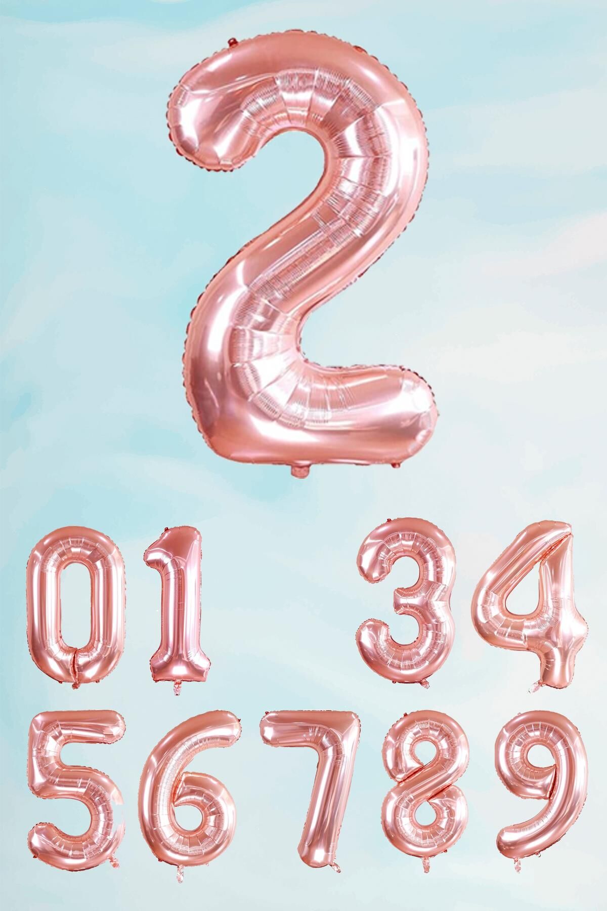 Rose Gold Rakam Folyo Balon Büyük Boy Rose Gold Sayı Balonlar 100cm 40inç 2