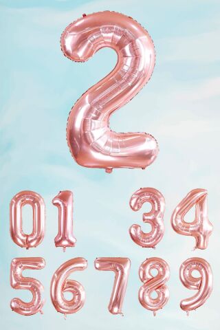 Rose Gold Rakam Folyo Balon Büyük Boy Rose Gold Sayı Balonlar 100cm 40inç 2