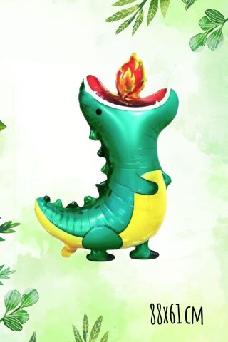 Yeşil Ejderha Folyo Balon 88cm Dinazor Doğum Günü Balonları