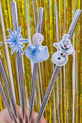 Elsa Tema Pipet Süsleri 10lu Elsa Frozen Konsept Lüks Pipet Paketi