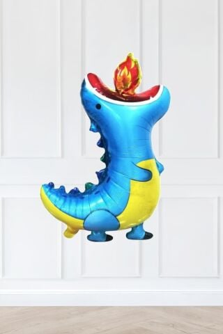 Mavi Ejderha Folyo Balon 88cm Dinazor Doğum Günü Balonları