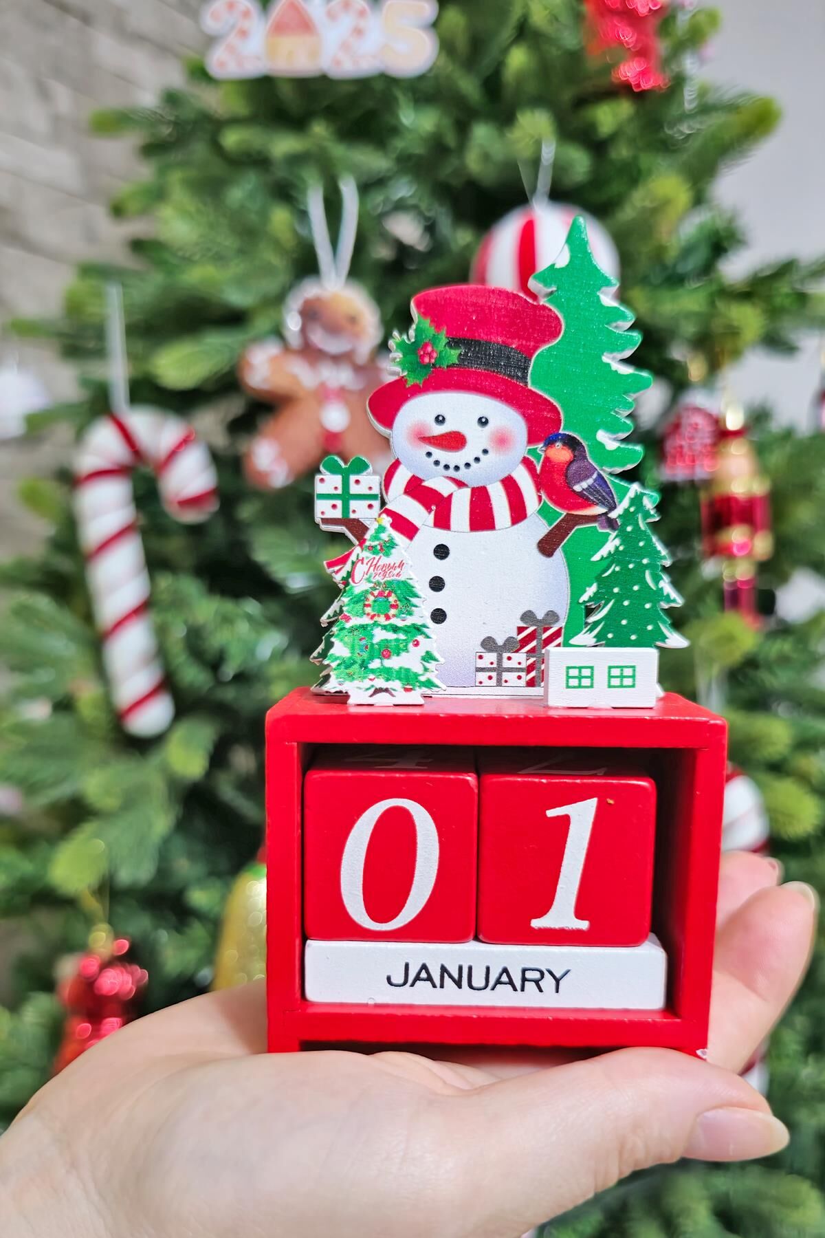 Kardan Adam Ahşap Takvim Yeni Yıl Hediyesi Ahşap Masa Üstü Takvim Yılbaşı Hediyesi Masa Süsü Takvim