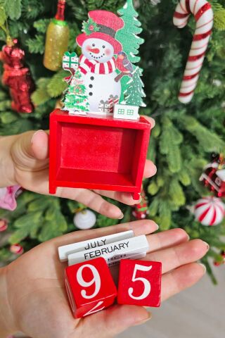 Kardan Adam Ahşap Takvim Yeni Yıl Hediyesi Ahşap Masa Üstü Takvim Yılbaşı Hediyesi Masa Süsü Takvim