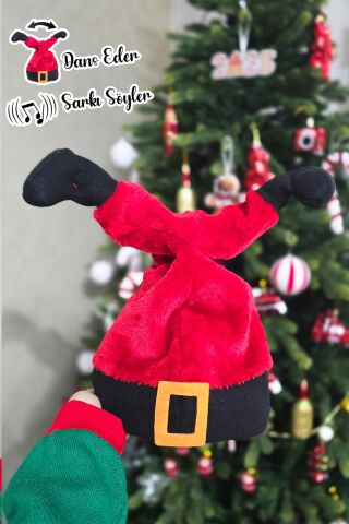 Şarkı Söyleyen Dans Eden Yılbaşı Noel Baba Şapkası Hareketli Sesli Noel Baba Ayakları Yılbaşı Şapkası