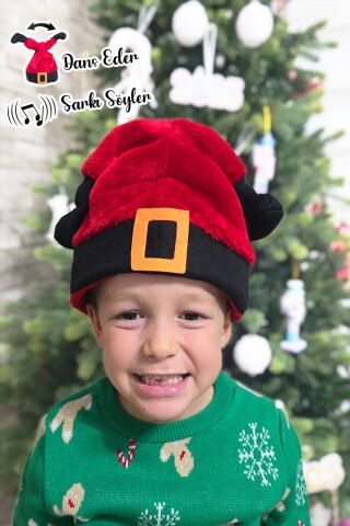 Şarkı Söyleyen Dans Eden Yılbaşı Noel Baba Şapkası Hareketli Sesli Noel Baba Ayakları Yılbaşı Şapkası