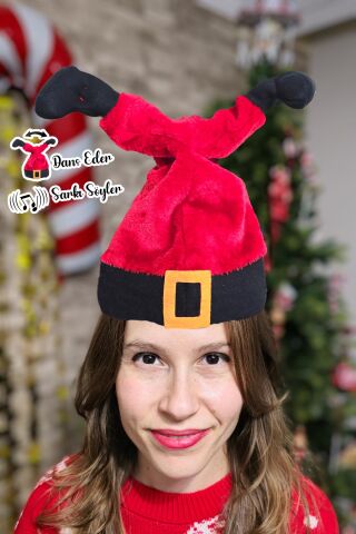 Şarkı Söyleyen Dans Eden Yılbaşı Noel Baba Şapkası Hareketli Sesli Noel Baba Ayakları Yılbaşı Şapkası