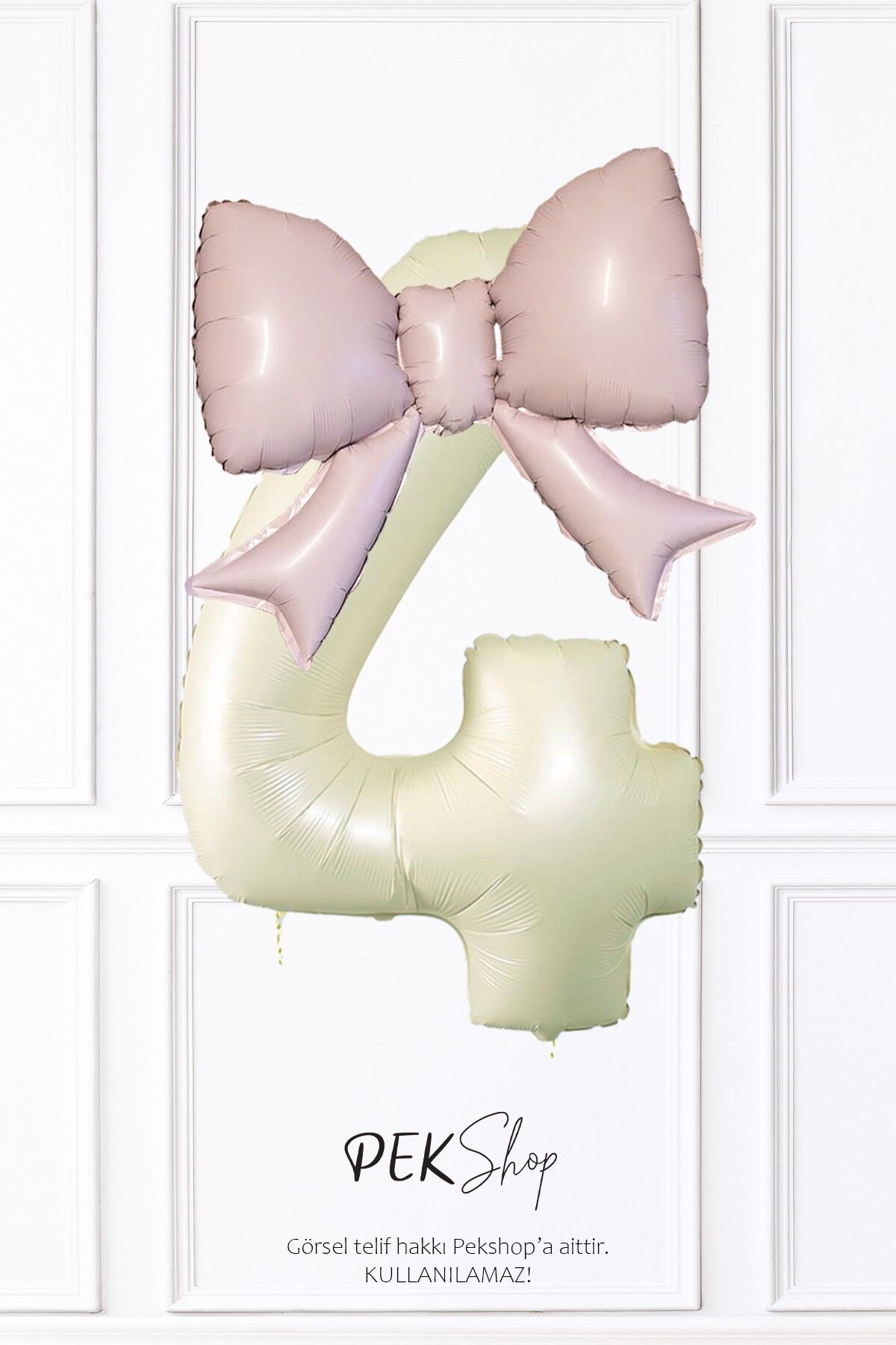 Pembe Fiyonk Balonlu Krem Rakam Folyo Balon Yaş Balonu Seti 4