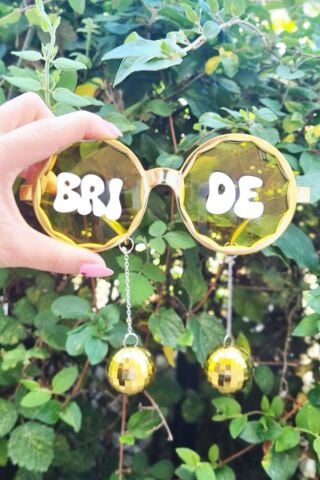 Disko Toplu Gold Bride Parti Gözlüğü . Gelin Fotoğraf Çekimi Aksesuarı Bride Yazılı Gözlük