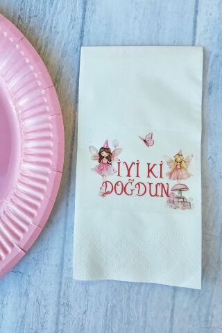Peri Kızları Doğum Günü Peri Kızı Konsept Baskılı Peçete 20li