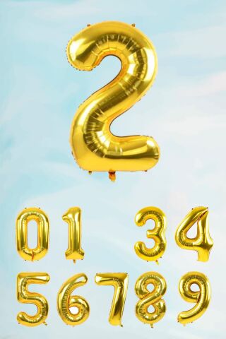 Gold Rakam Folyo Balon Büyük Boy Gold Sayı Balonlar 100cm 40inç 2
