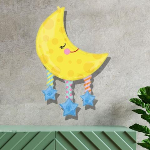 Sarkan Yıldızlı Ay Dede Folyo Balon Ay Şekilli Balon