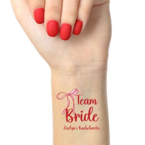 Kırmızı Fiyonk Konsept  Team Bride Dövme İsme Özel İstiyorum