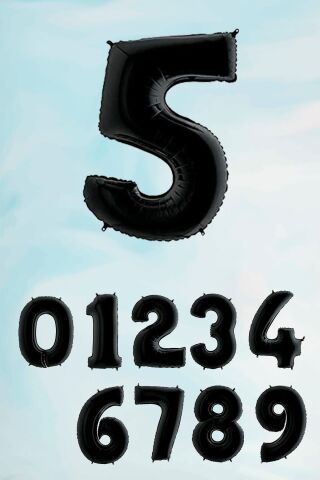 Siyah Rakam Folyo Balon Büyük Boy Siyah Sayı Balonlar 100cm 40inç