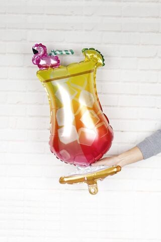 Kokteyl Kadeh Şeklinde Flamingo Detaylı Folyo Balon