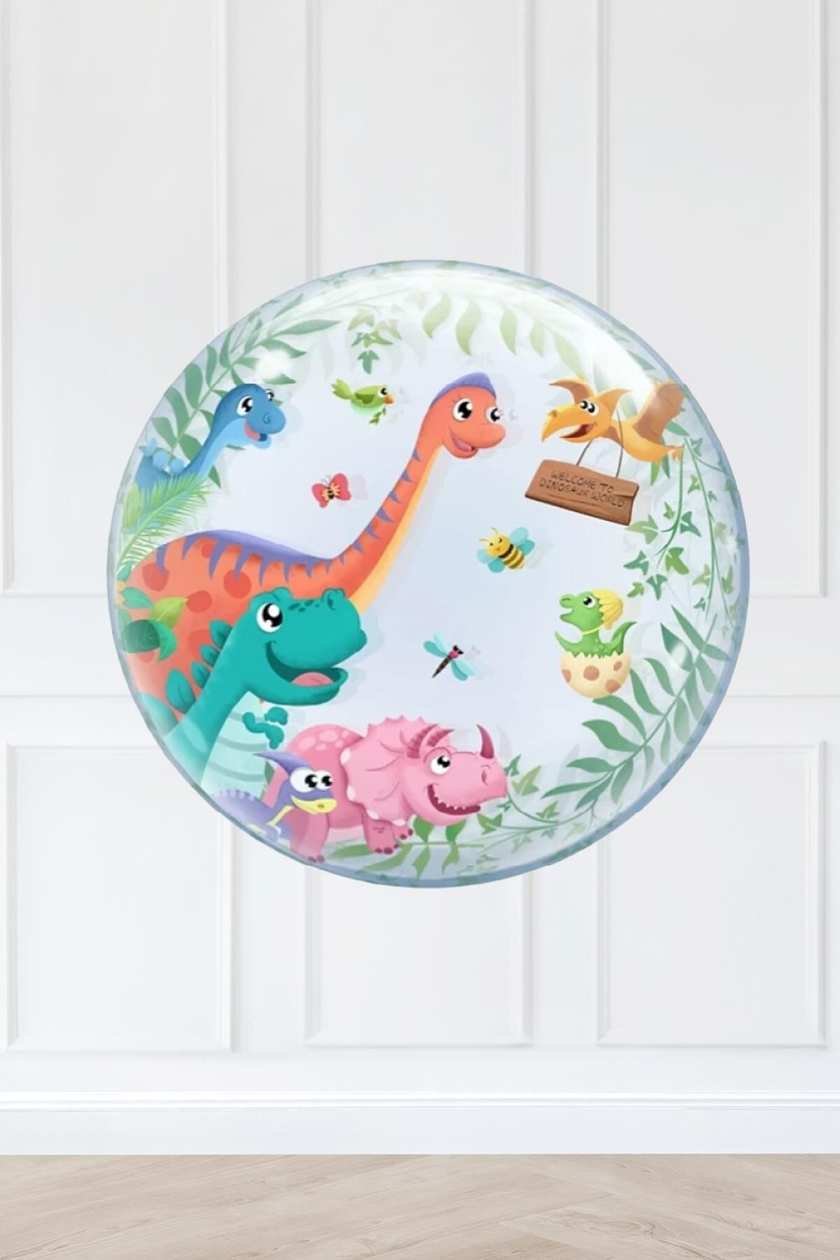 Dinazor Konsept Yuvarlak Folyo Balon Dinozor Doğum Günü Balonu 45cm