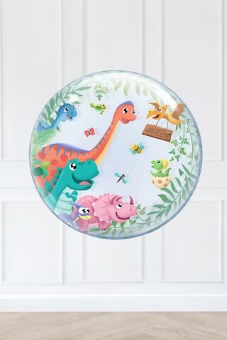Dinazor Konsept Yuvarlak Folyo Balon Dinozor Doğum Günü Balonu 45cm