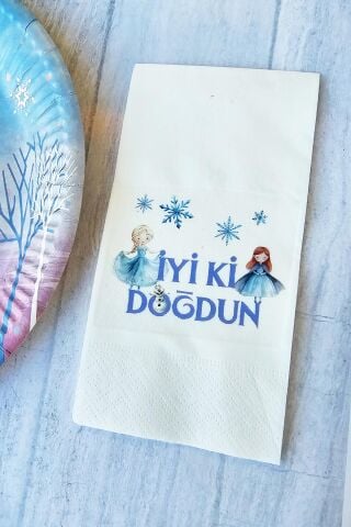 Elsa Frozen Karlar Kraliçesi Konsept Baskılı Doğum Günü Peçetesi 20li