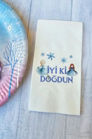 Elsa Frozen Karlar Kraliçesi Konsept Baskılı Doğum Günü Peçetesi 20li