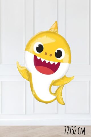 Baby Shark Folyo Balon Sarı Renk Sevimli Köpek Balığı Balon