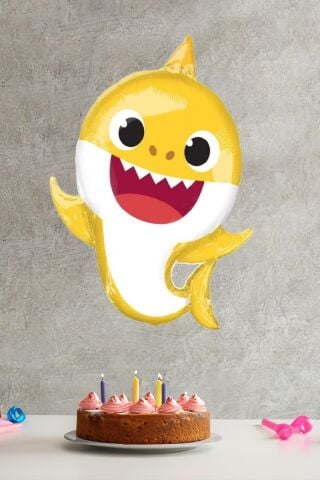 Baby Shark Folyo Balon Sarı Renk Sevimli Köpek Balığı Balon