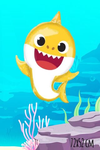 Baby Shark Folyo Balon Sarı Renk Sevimli Köpek Balığı Balon