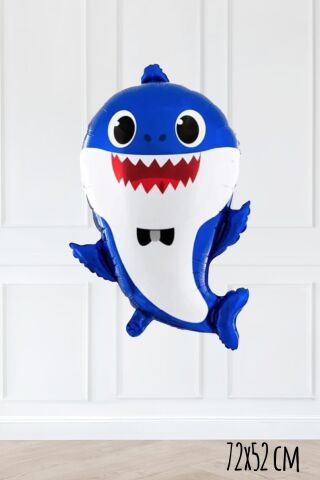 Baby Shark Folyo Balon Mavi Renk Sevimli Köpek Balığı Balon