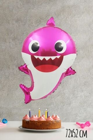 Baby Shark Folyo Balon Pembe Renk Sevimli Köpek Balığı Balon