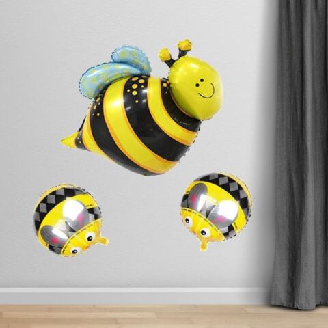 Arı Konsept Doğum Günü Balonları 3lü Set Arı Balonlar