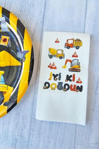 İnşaat Konsept Baskılı Doğum Günü Peçetesi 20li