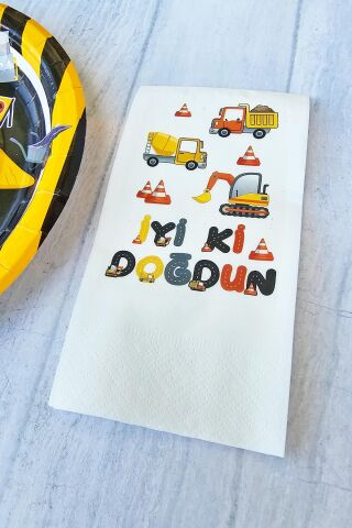 İnşaat Konsept Baskılı Doğum Günü Peçetesi 20li