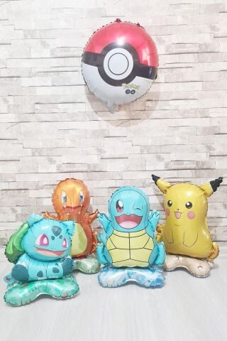 Ayaklı Charmander Folyo Balon Kendi Dik Durabilen Charmander Balon Pokemon Konsept