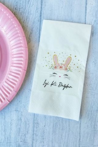 Tavşan Konsept Baskılı Doğum Günü Peçetesi 20li