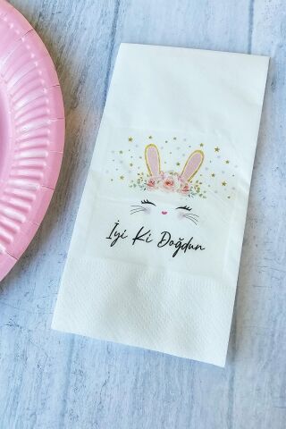 Tavşan Konsept Baskılı Doğum Günü Peçetesi 20li