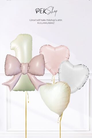 Kız Doğum Günü Pembe Fiyonk Tema Yaş ve Kalp Balonlu Doğum Günü Balon Seti
