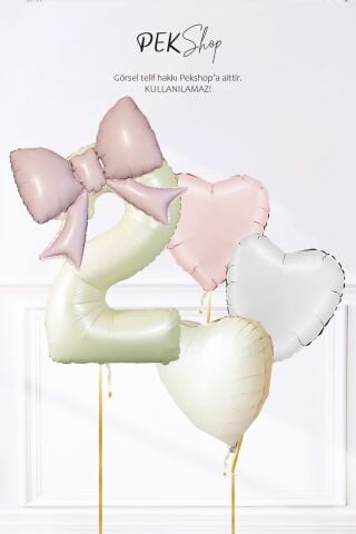 Kız Doğum Günü Pembe Fiyonk Tema Yaş ve Kalp Balonlu Doğum Günü Balon Seti