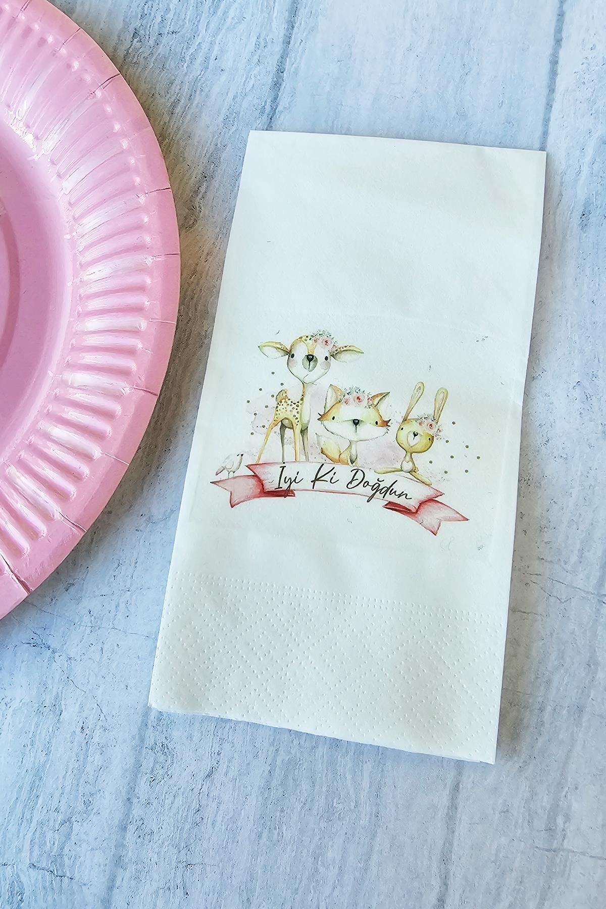 Wild Girl Konsept Baskılı Kızlar İçin Safari Doğum Günü Peçetesi 20li