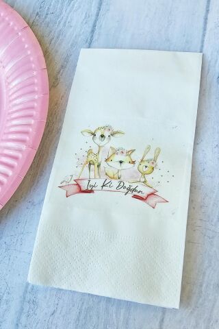 Wild Girl Konsept Baskılı Kızlar İçin Safari Doğum Günü Peçetesi 20li