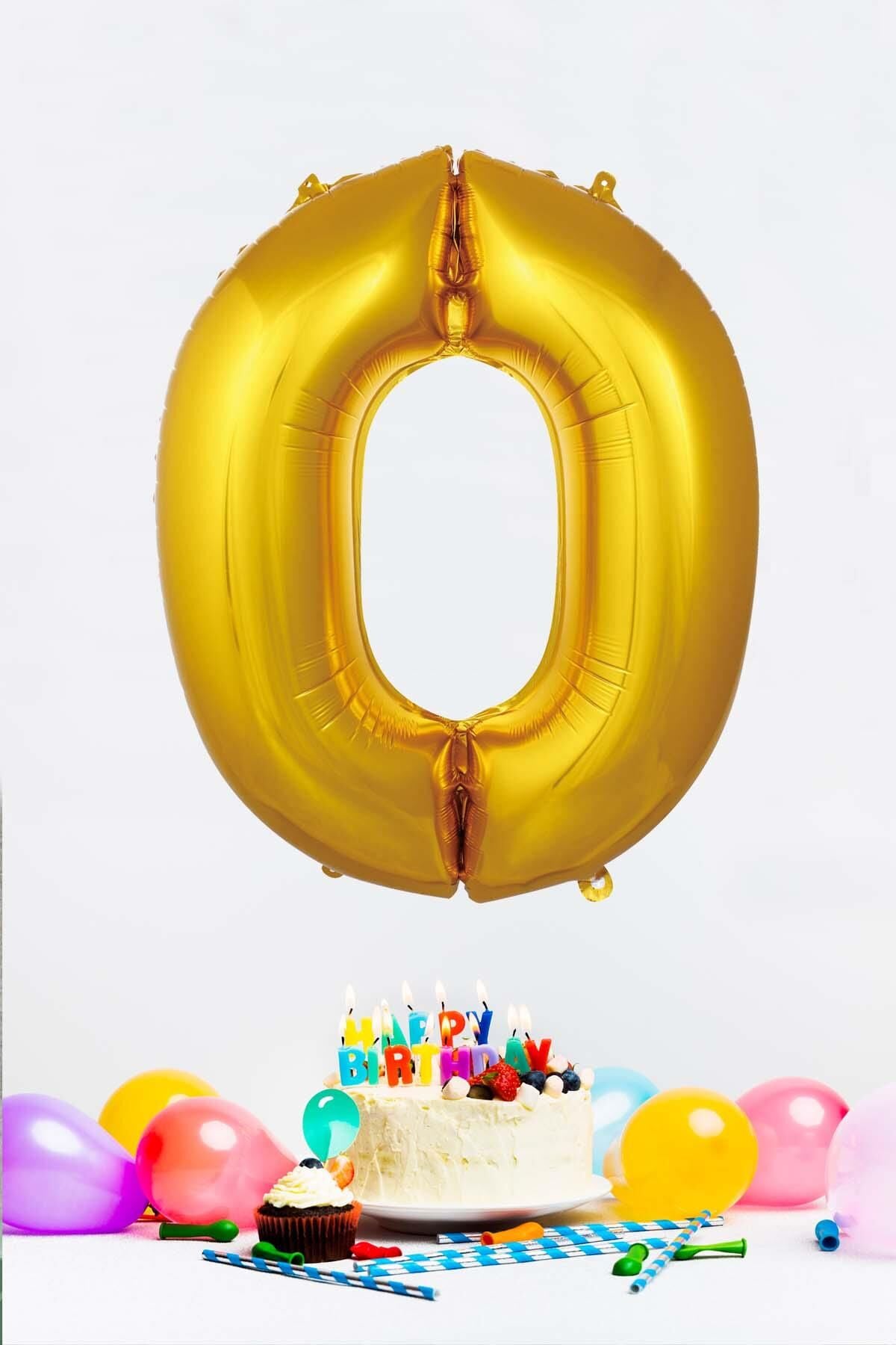 Gold Rakam Folyo Balon Gold Sayı Balonlar 16 inç 40 cm 0