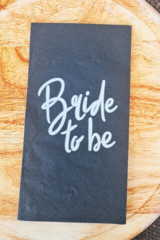 Beyaz Bride To Be Baskılı Siyah Peçete Bride Parti Bekarlığa Veda Peçetesi Siyah 20li