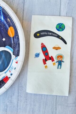 Uzay Konsept Baskılı Doğum Günü Peçetesi 20li