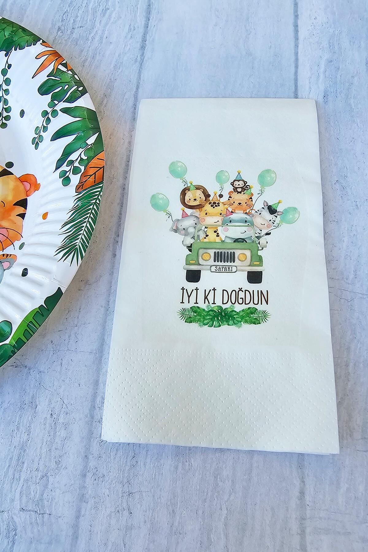 Wild Safari Konsept Baskılı Safari Tema Doğum Günü Peçetesi 20li